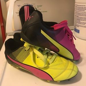 Puma EvoPower soccer cleats/ Adidas shin guards